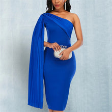 Load image into Gallery viewer, Plus Size Midi - Off Shoulder One Sided Shawl Evening Gown
