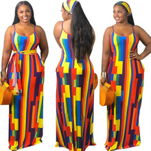 Load image into Gallery viewer, Plus Size Maxi - Sleeveless Rainbow Maxi Dress
