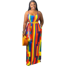 Load image into Gallery viewer, Plus Size Maxi - Sleeveless Rainbow Maxi Dress
